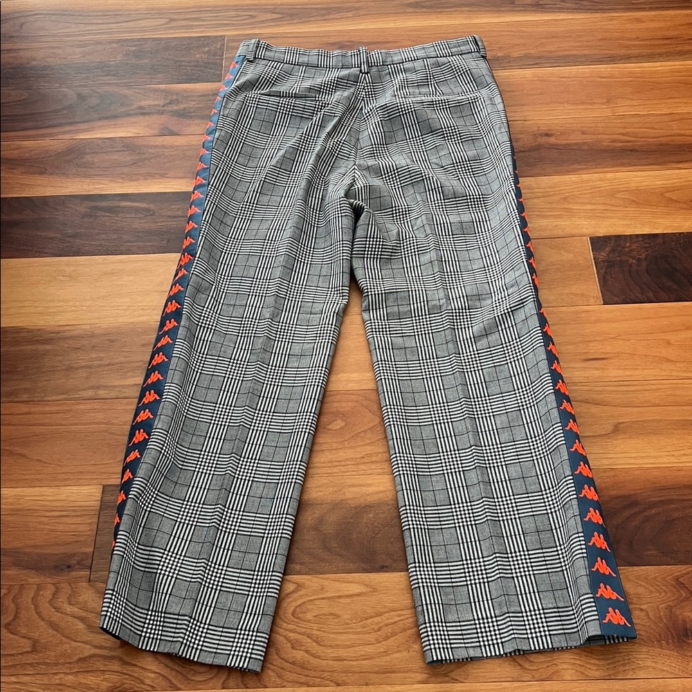 Fashion Connexion x Kappa Gray Plaid Wide-Leg Officer Pants Unisex - Picture 3 of 6